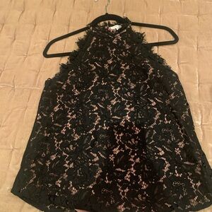 Chic Black Lace Halter Top